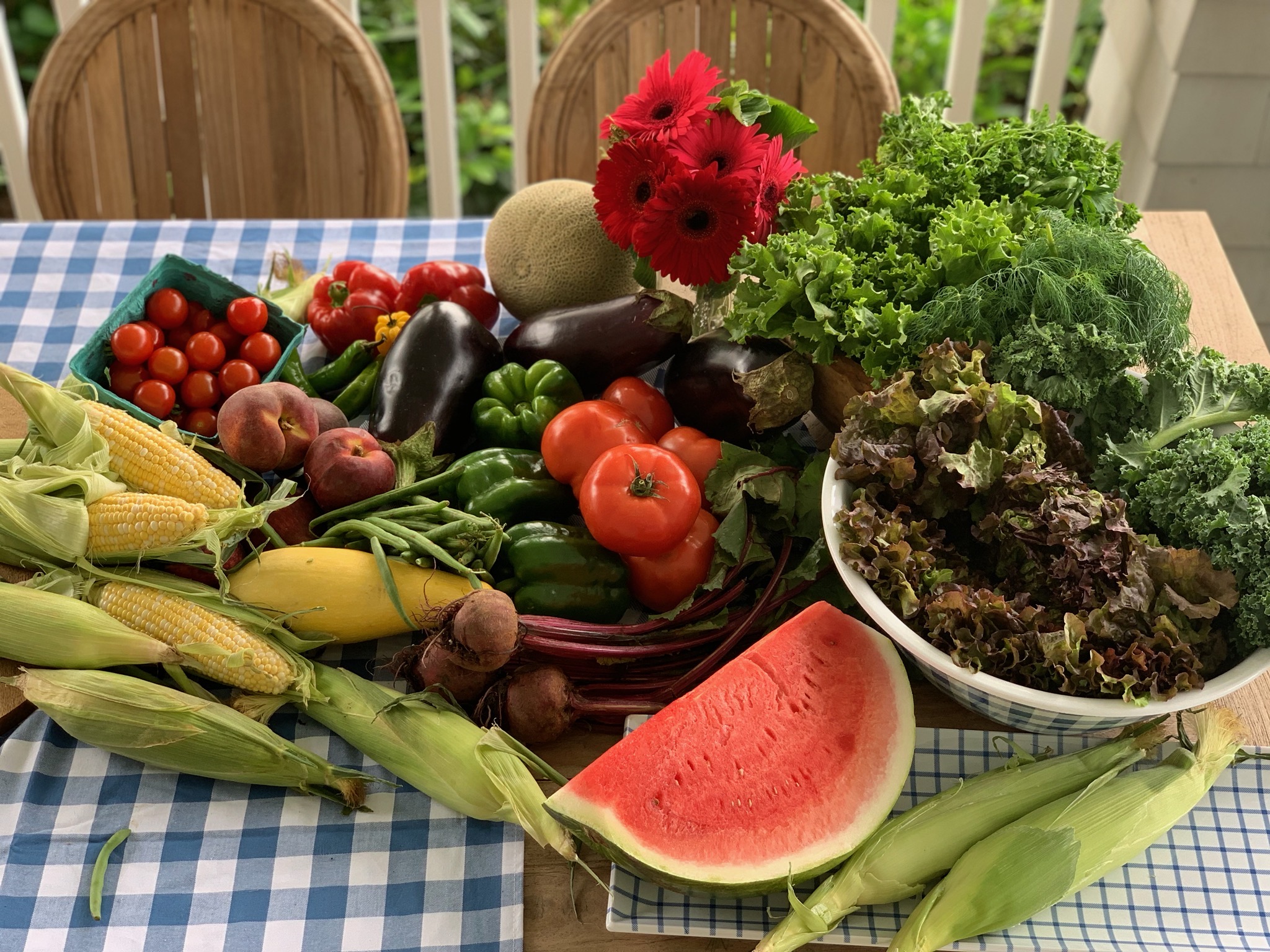 Table of fresh produce