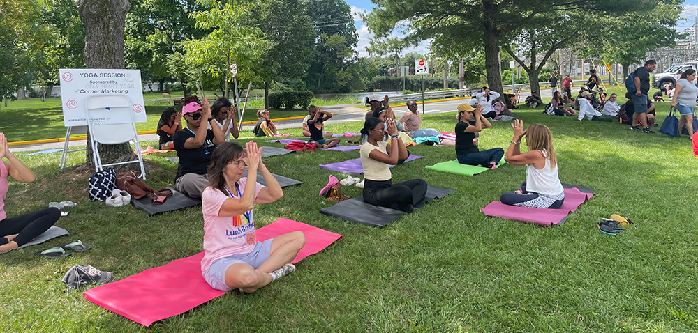 Group of people attending a Lunch Break yoga event