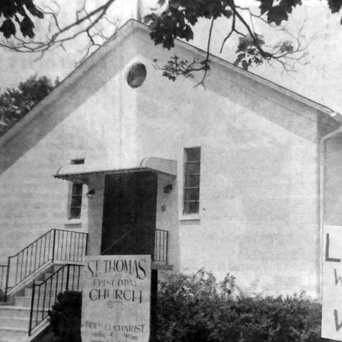 An old black and white picture of the St. Thomas Church
